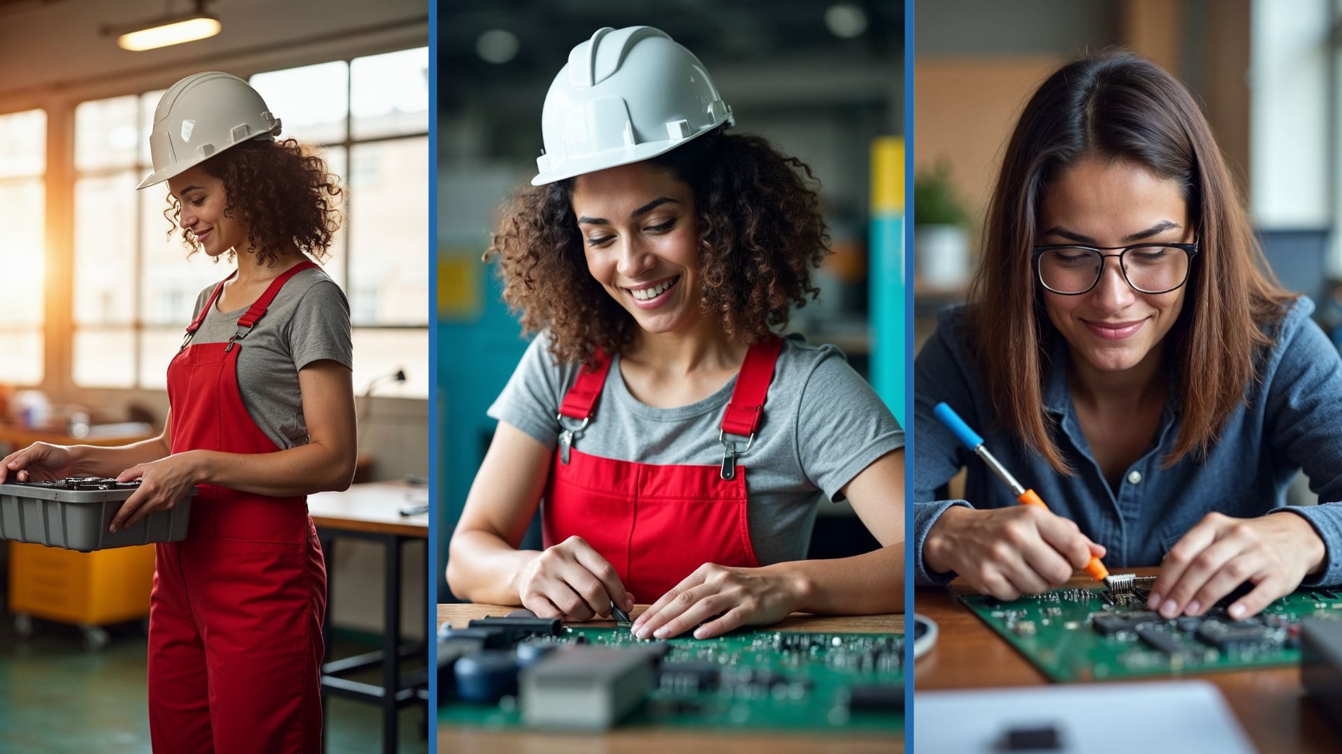 Female Technicians Working On Electronics